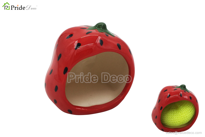 Red Apple Shaped Scrubbie Sponge Holder Includes Scrubby Pad