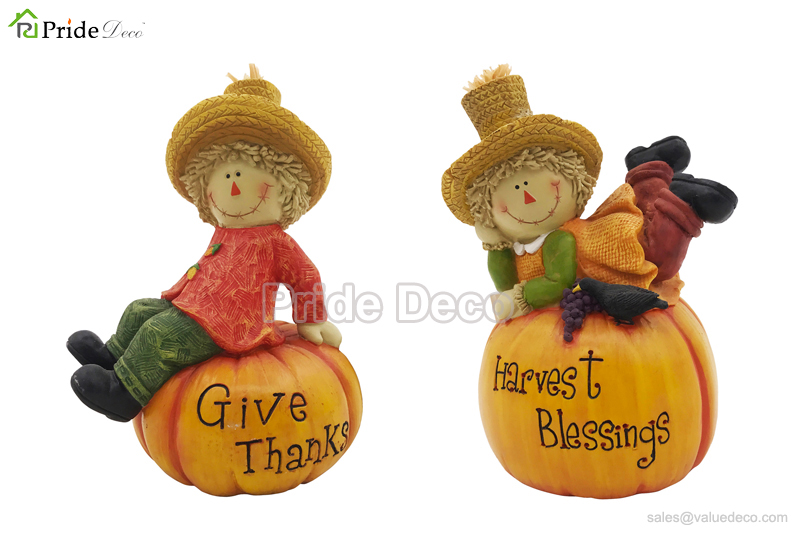 HDFS0244 (Resin Harvest Scarecrow On Pumpkin Decor) - Wholesale home ...